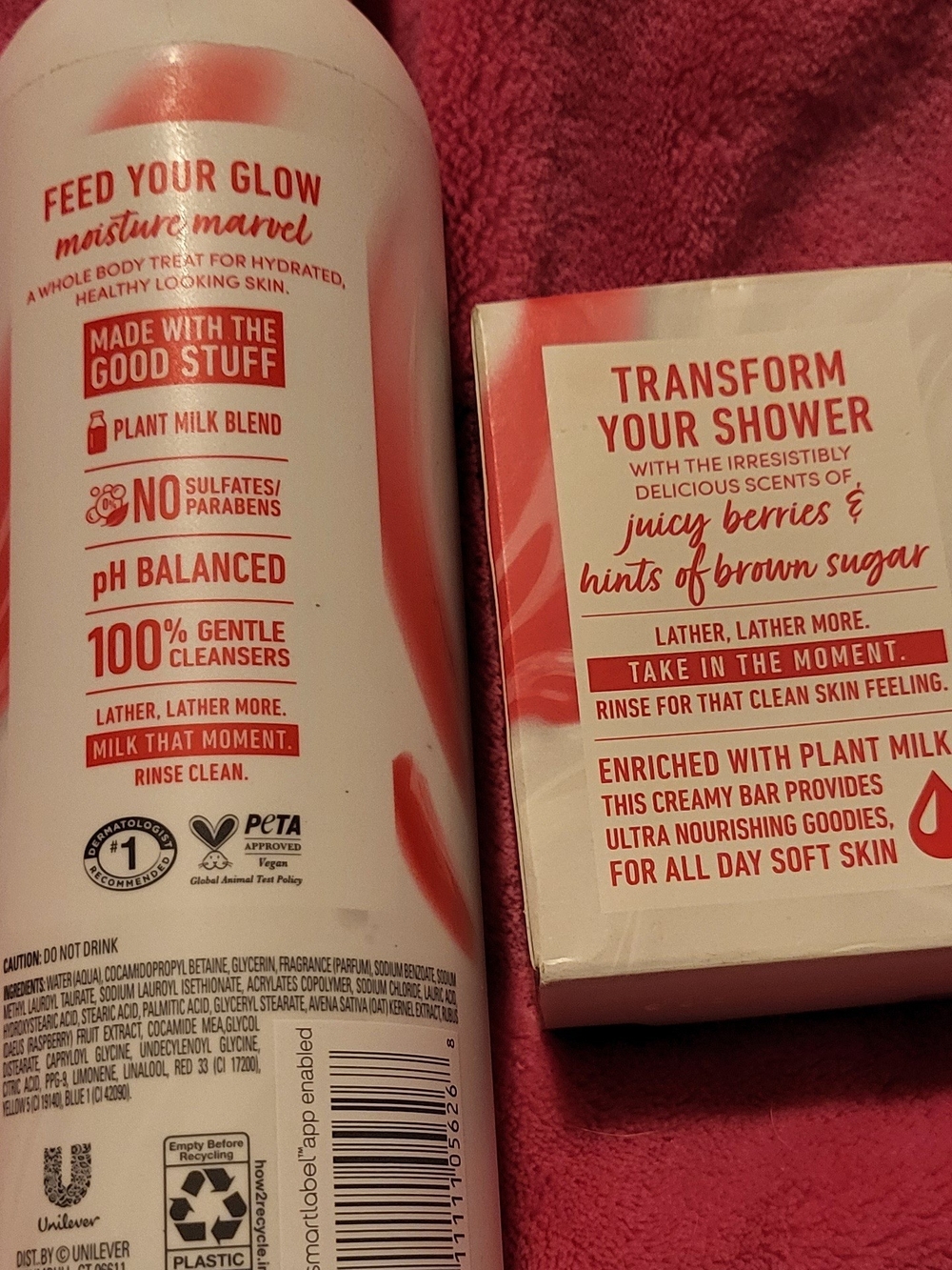 Dove Oat Milk & Berry Brulee Body Wash - White & Red - Picture 2 of 2